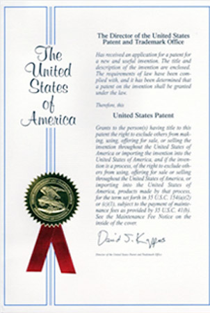 美國發明專利證書